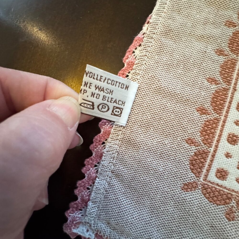 VTG Floral Lace Table Runner Pink & White Floral Designs Scalloped Edges Lace Tr - Picture 8 of 12